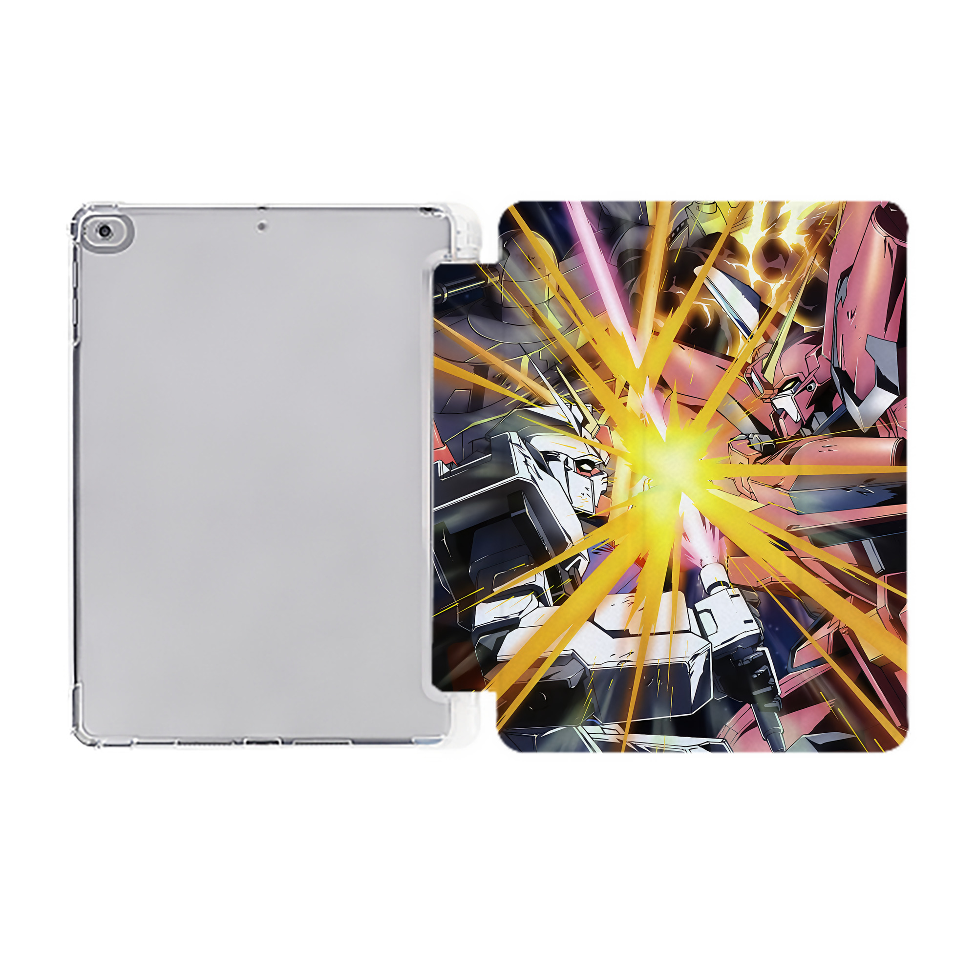 （画像用） 機動戦士ガンダム Mobile Suit Gundam IPad ケース ペン収納付き 三つ折りスタンド PUレザー×シリコン 対応機種9.5/10.5/10.9インチ